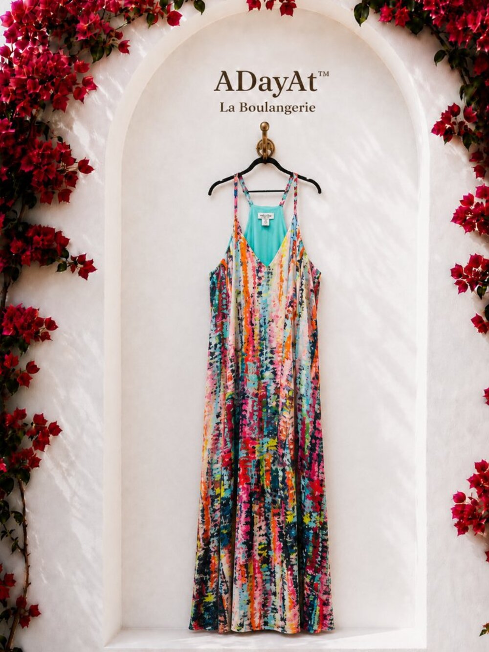 Mediterranean Resort Watercolor Maxi Dress Nicole Miller New York 1X Plus Size